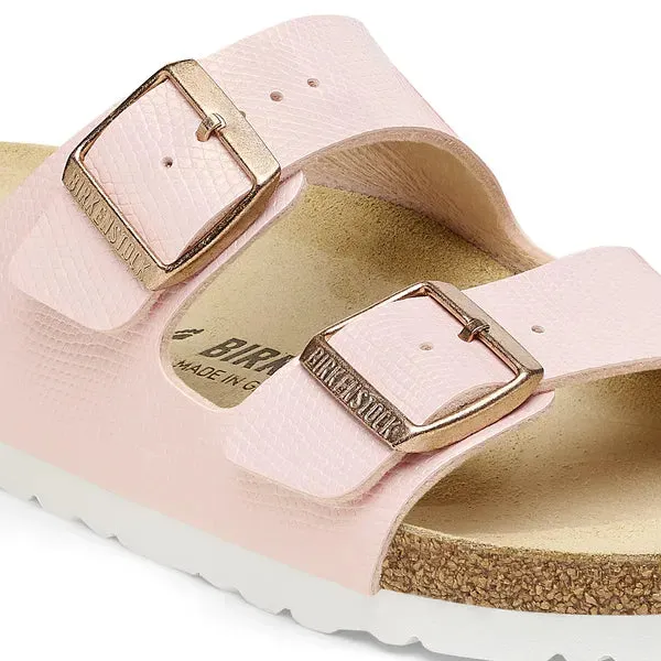 BIRKENSTOCK -ARIZONA-DOUBLE BUCKLE FLAT MULE - PINK REPTILE