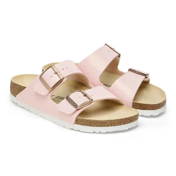 BIRKENSTOCK -ARIZONA-DOUBLE BUCKLE FLAT MULE - PINK REPTILE