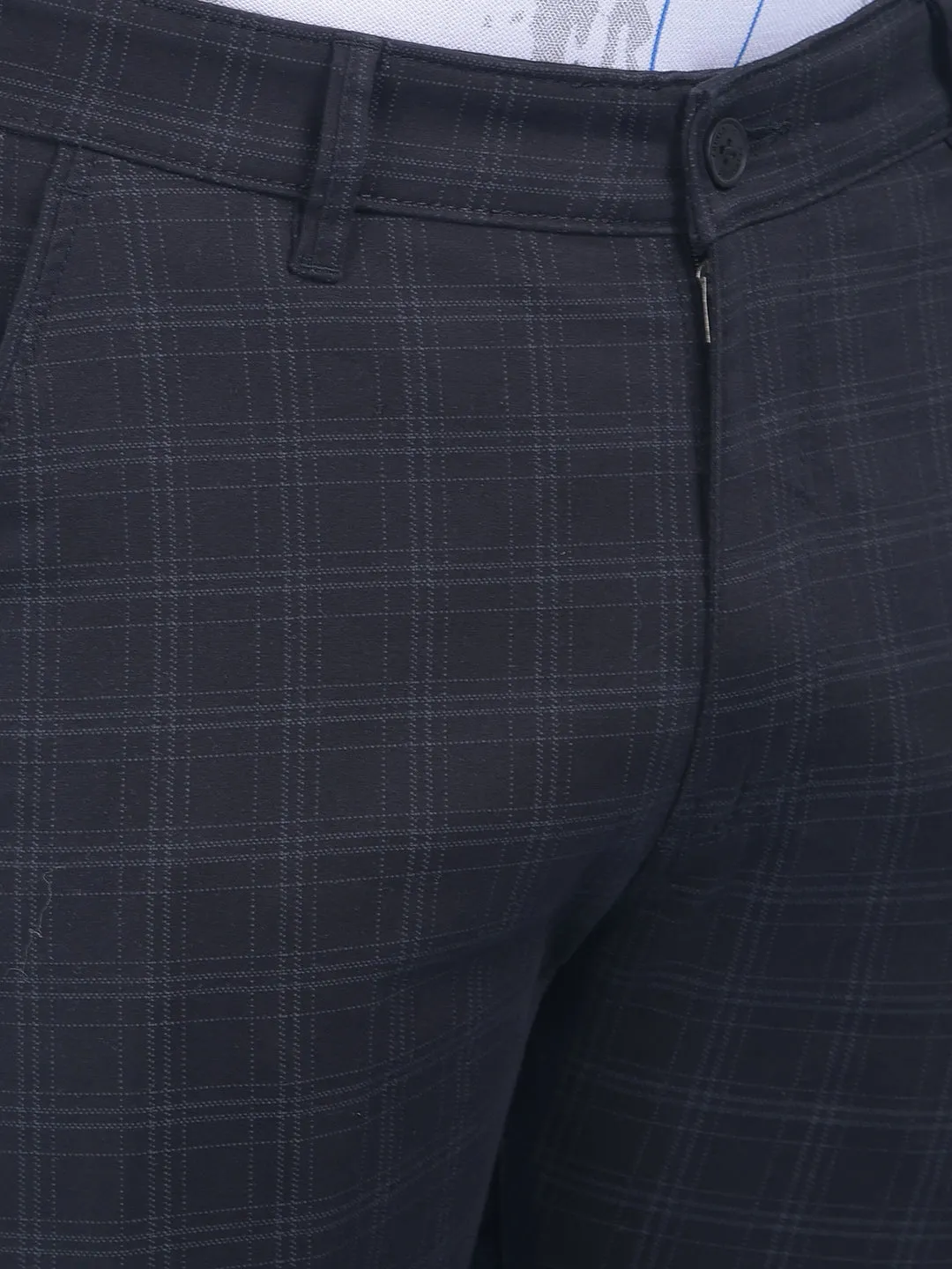 Black Checked Stretchable Trousers