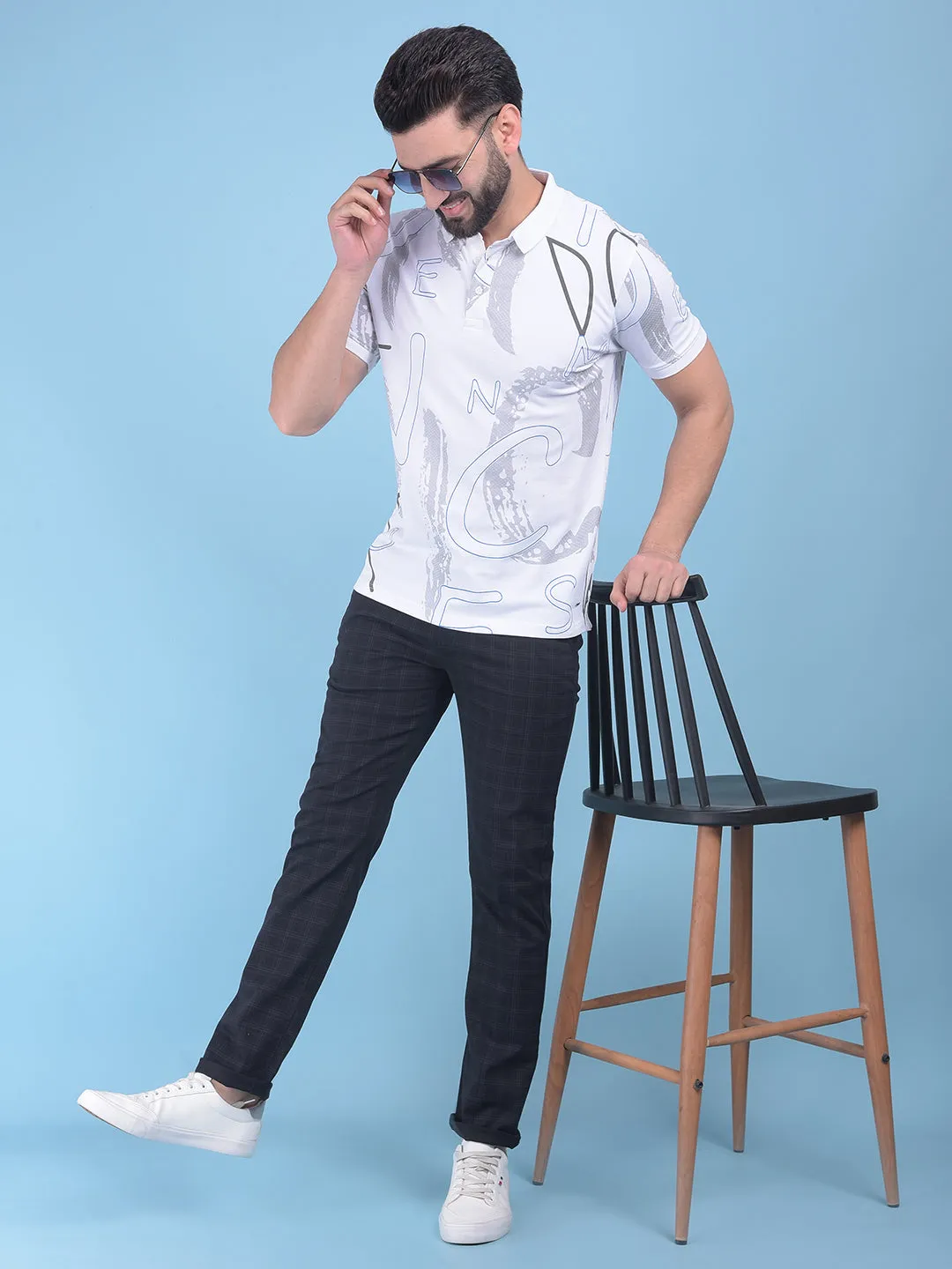 Black Checked Stretchable Trousers
