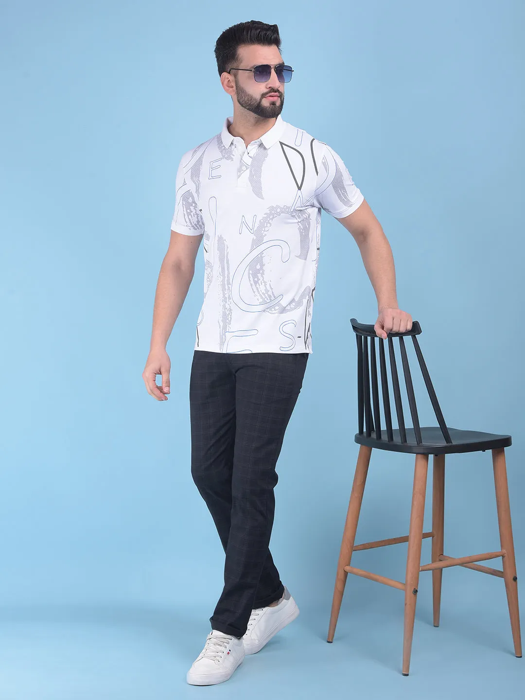 Black Checked Stretchable Trousers