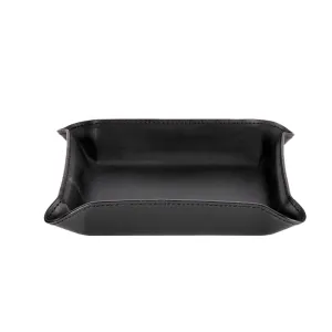 Black Leather Medium Valet Tray with Gold Letter