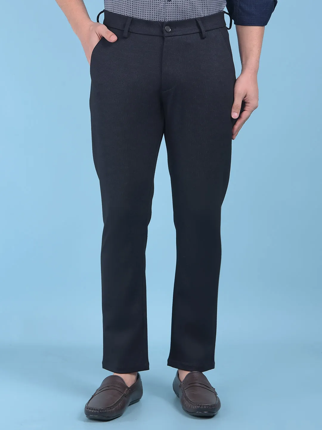 Black Printed Stretchable Trousers