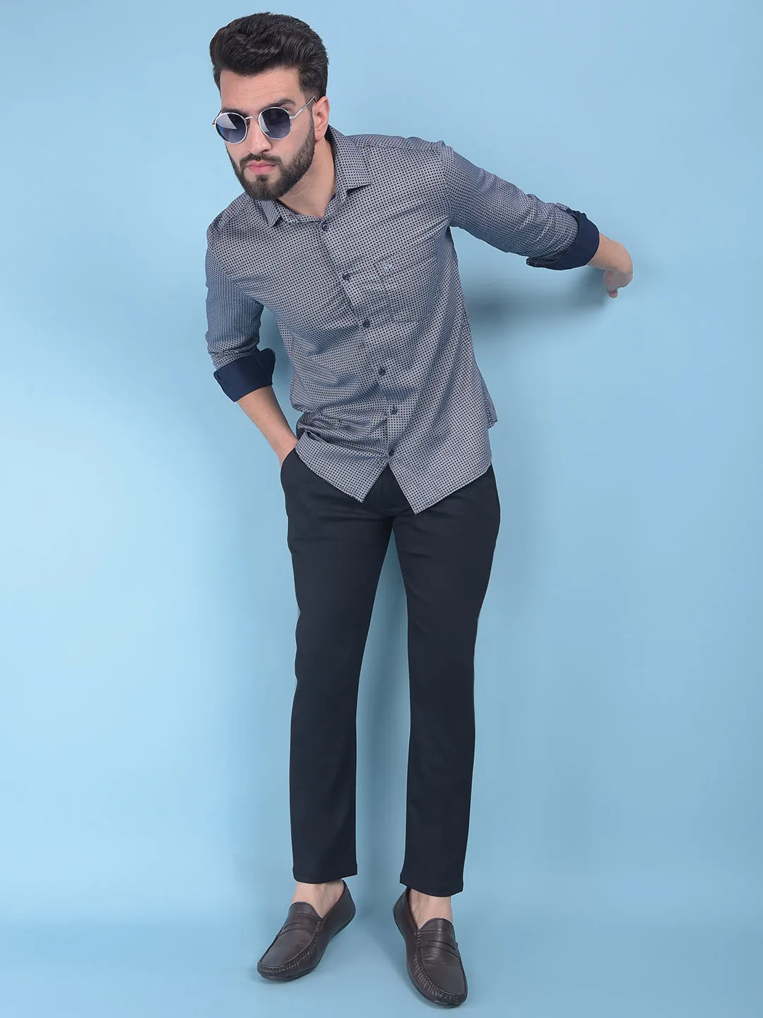 Black Printed Stretchable Trousers