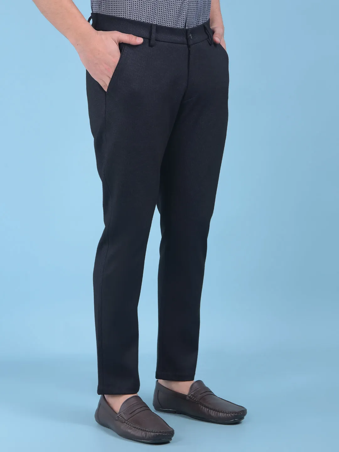 Black Printed Stretchable Trousers