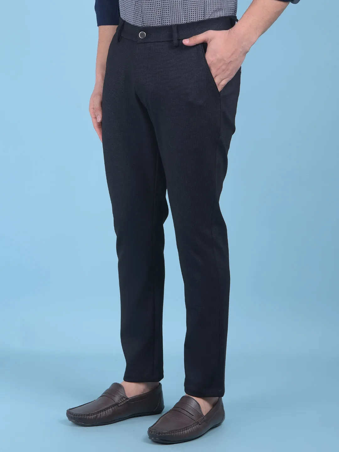 Black Printed Stretchable Trousers