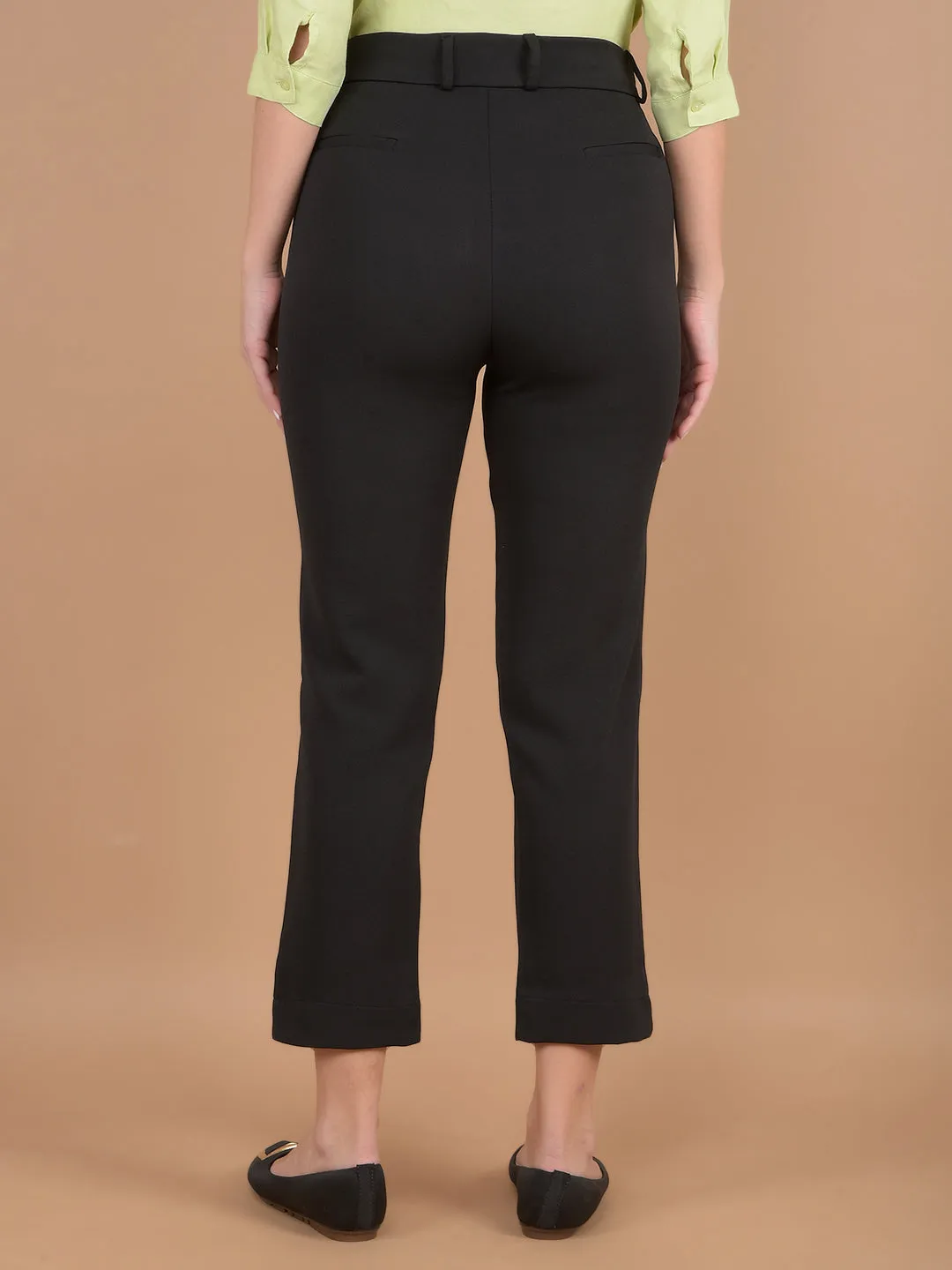 Black Straight Stretchable Trousers
