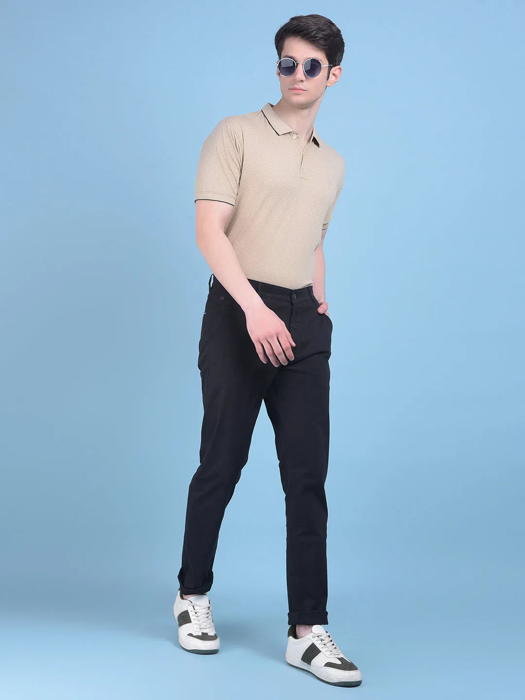 Black Stretchable Cotton Trousers