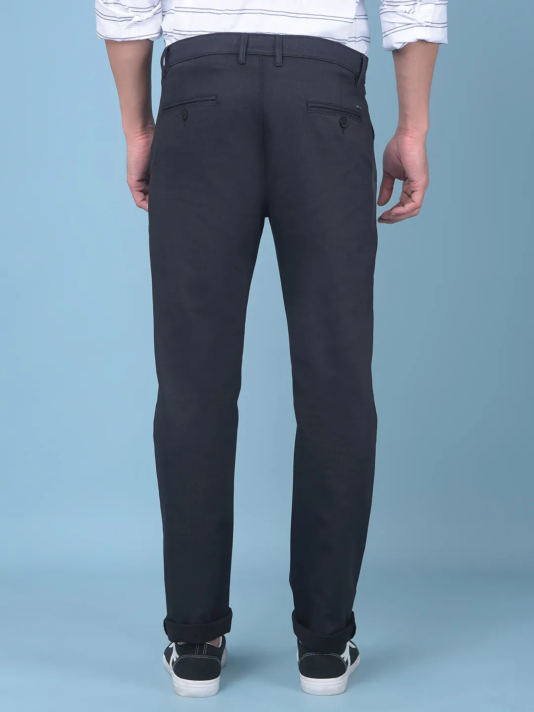 Black Stretchable Cotton Trousers