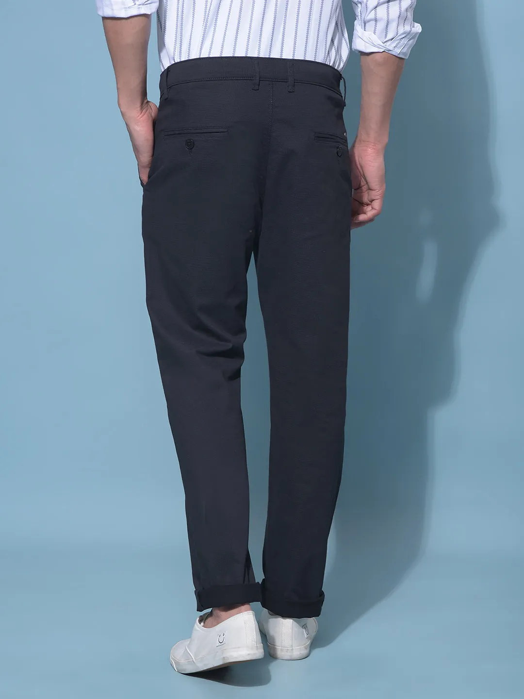 Black Stretchable Cotton Trousers