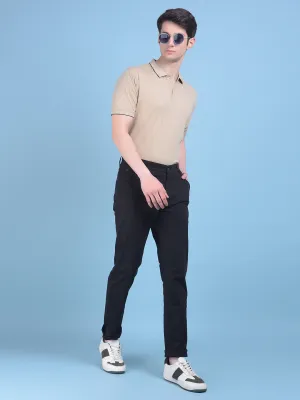 Black Stretchable Cotton Trousers