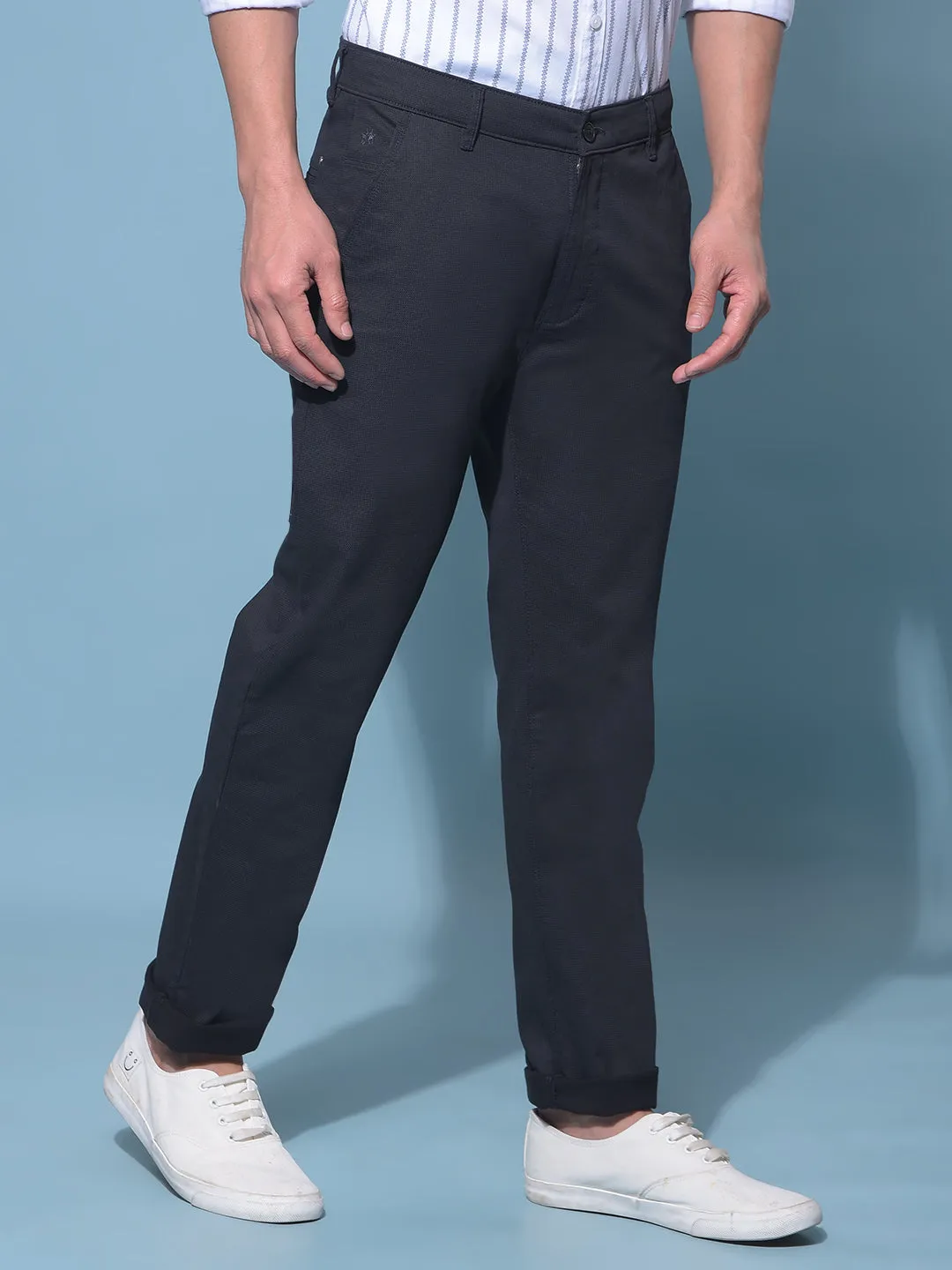 Black Stretchable Cotton Trousers