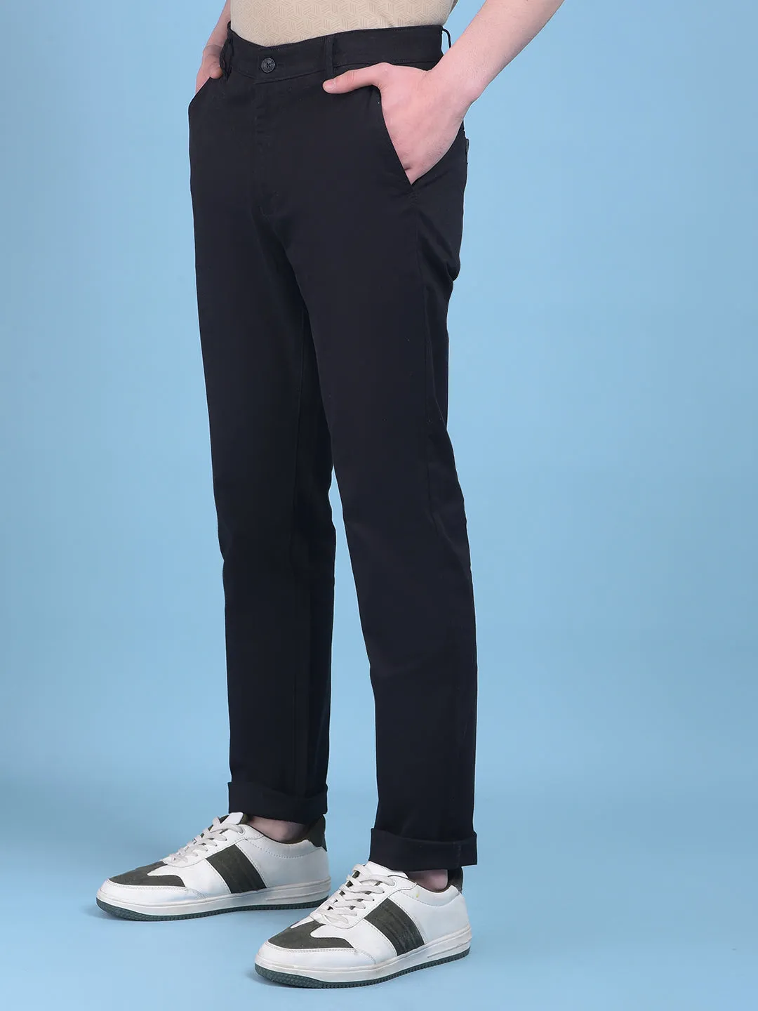 Black Stretchable Cotton Trousers