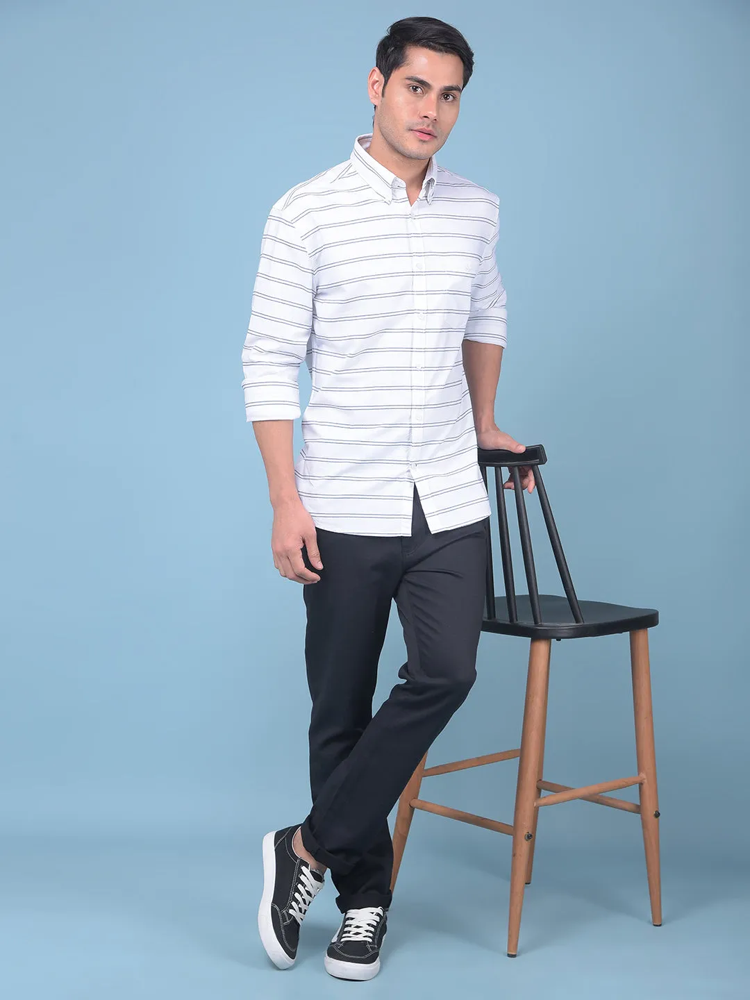 Black Stretchable Cotton Trousers