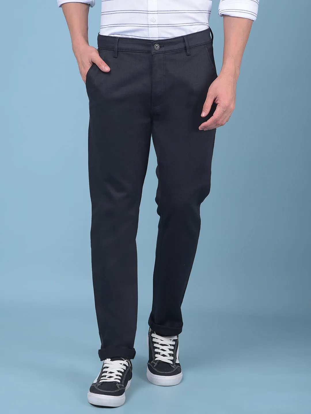 Black Stretchable Cotton Trousers