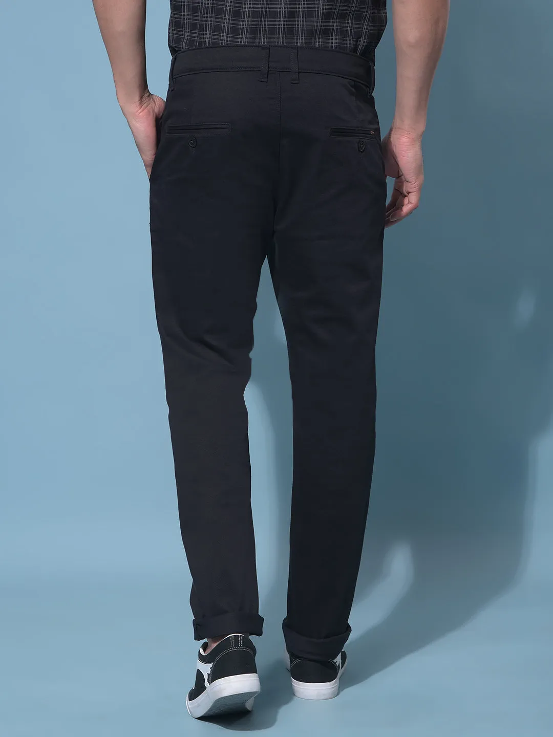 Black Stretchable Cotton Trousers
