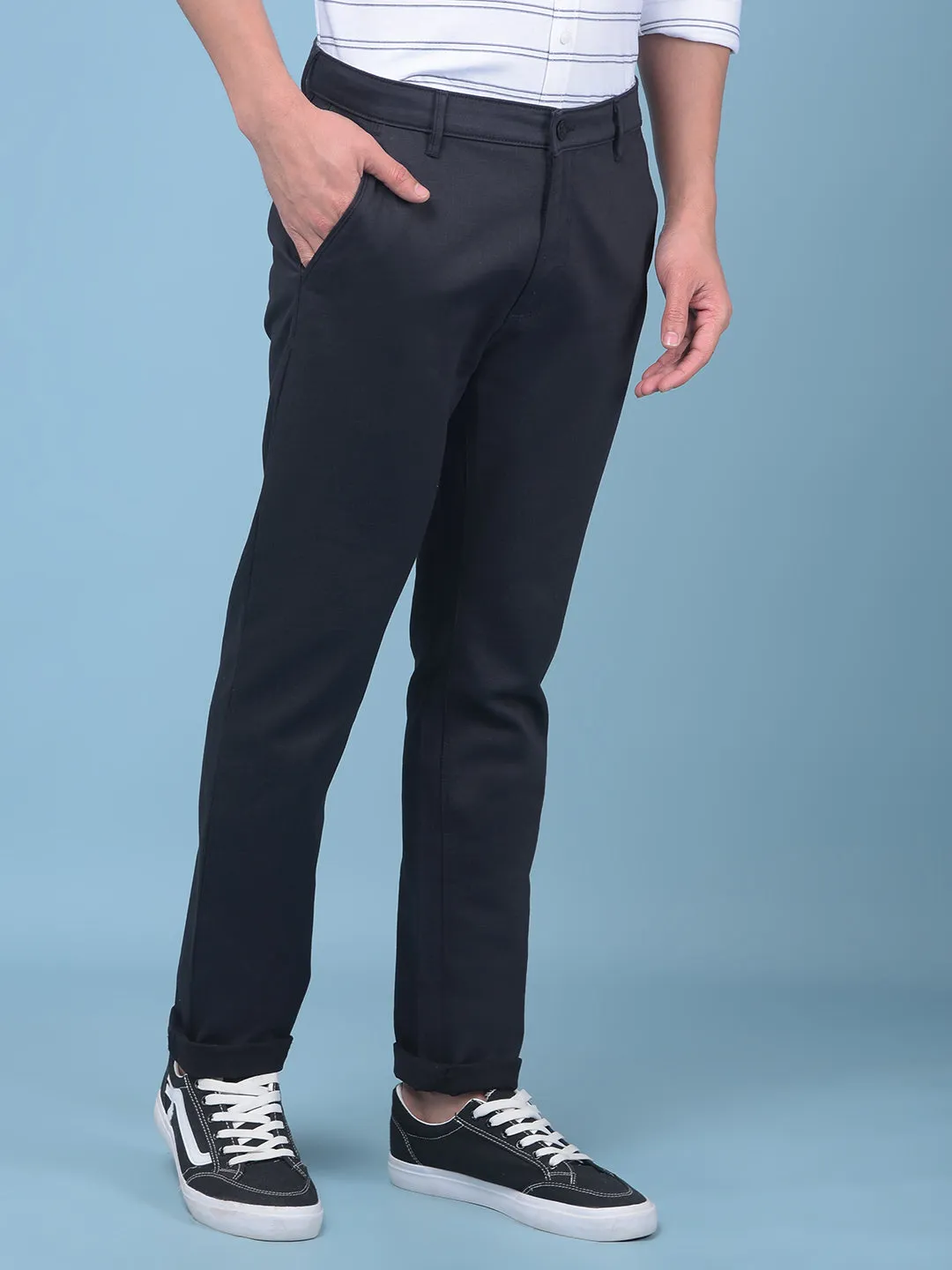 Black Stretchable Cotton Trousers