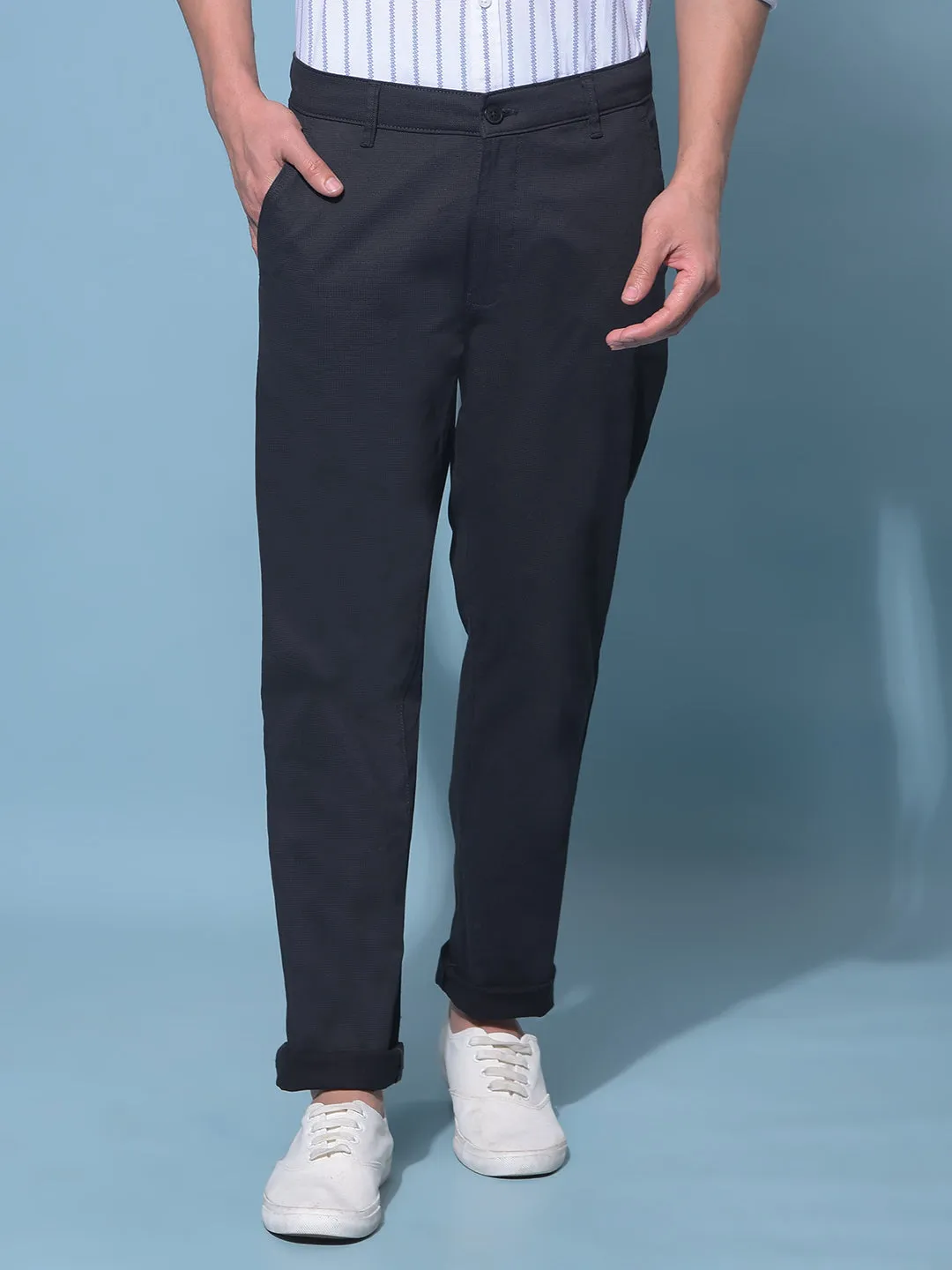 Black Stretchable Cotton Trousers