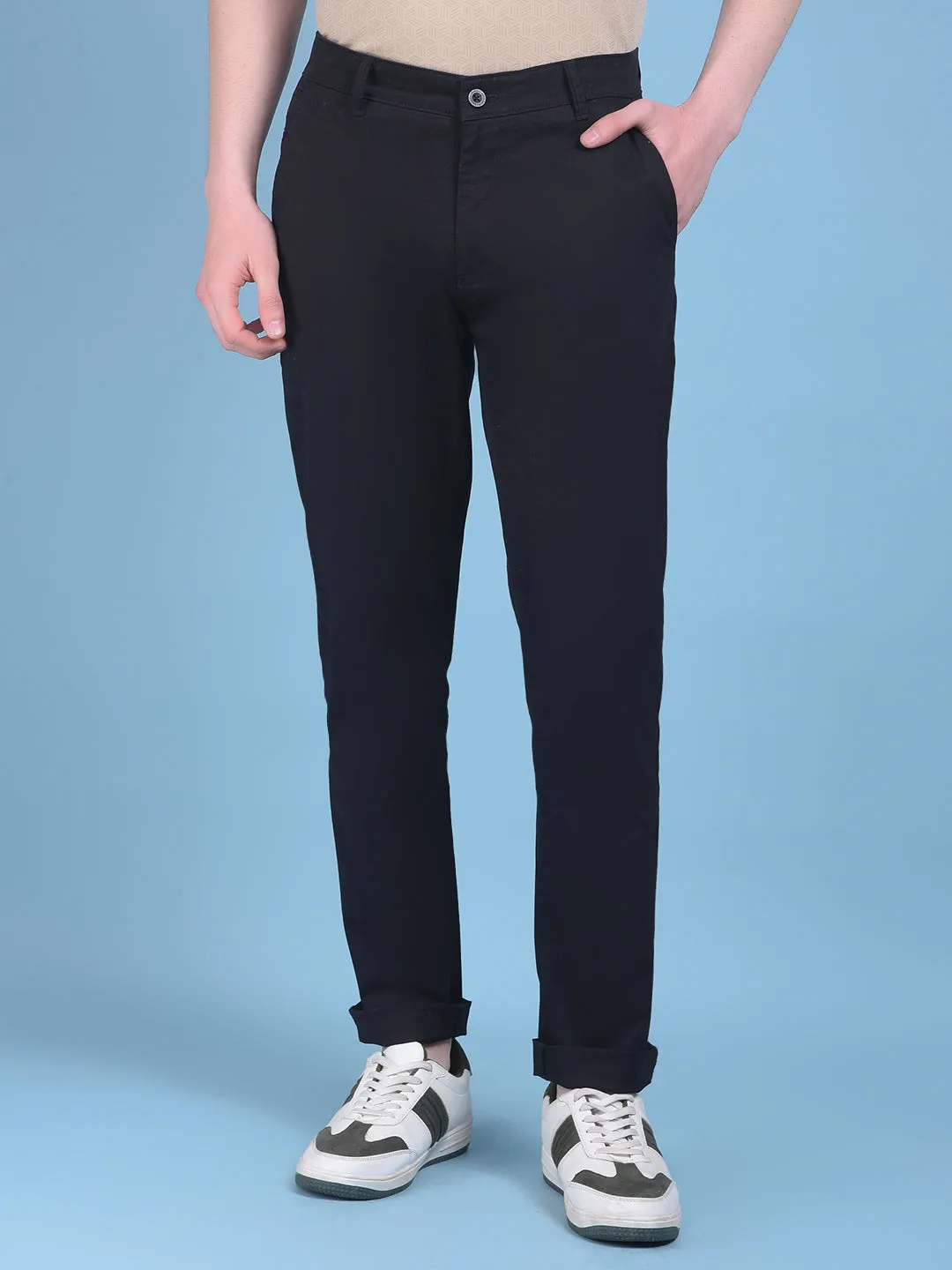 Black Stretchable Cotton Trousers