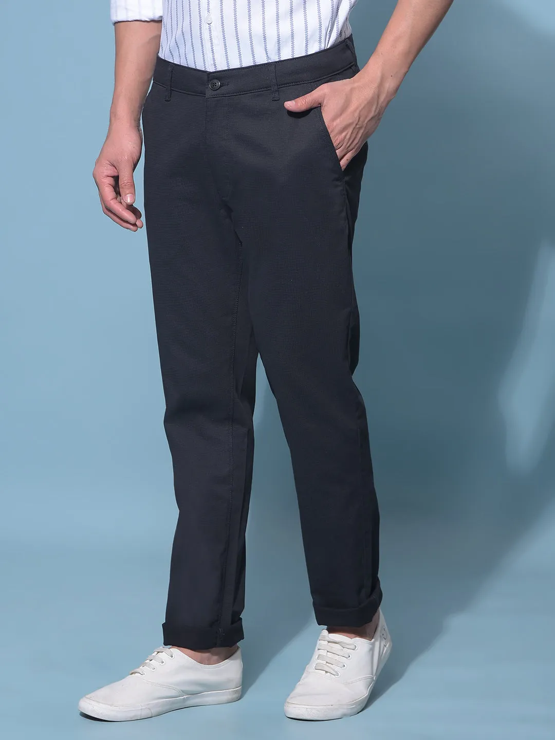 Black Stretchable Cotton Trousers