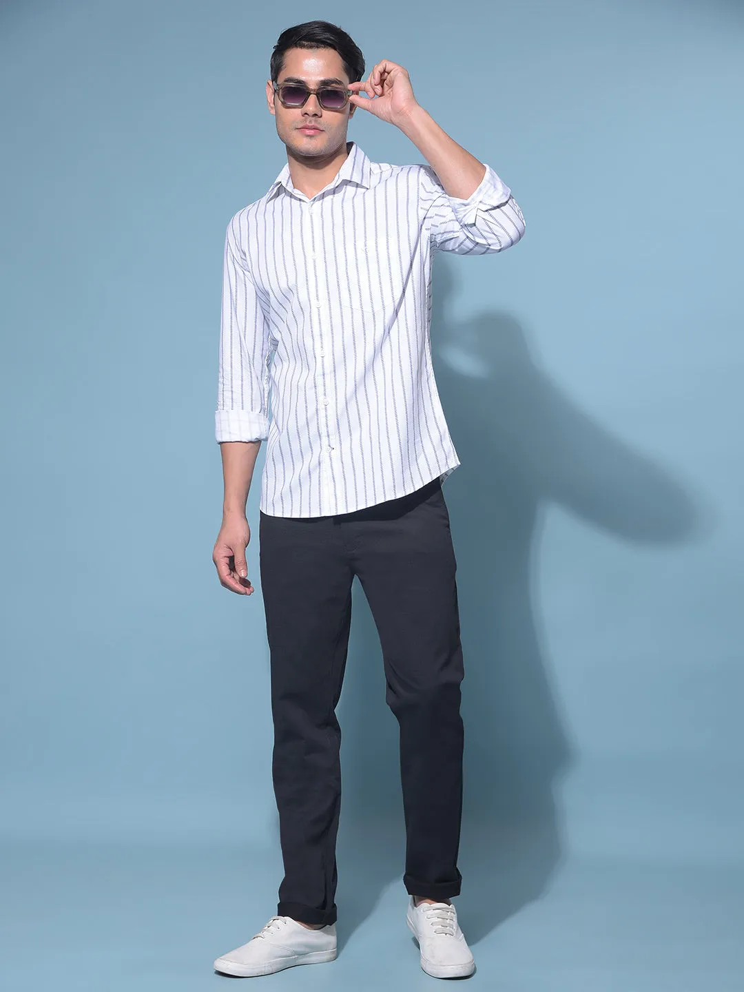 Black Stretchable Cotton Trousers