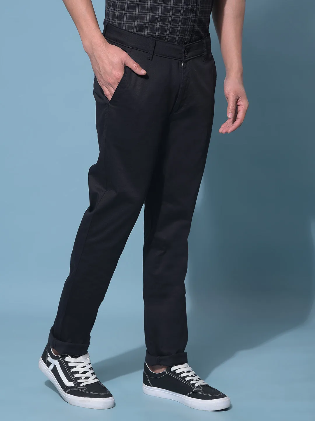 Black Stretchable Cotton Trousers