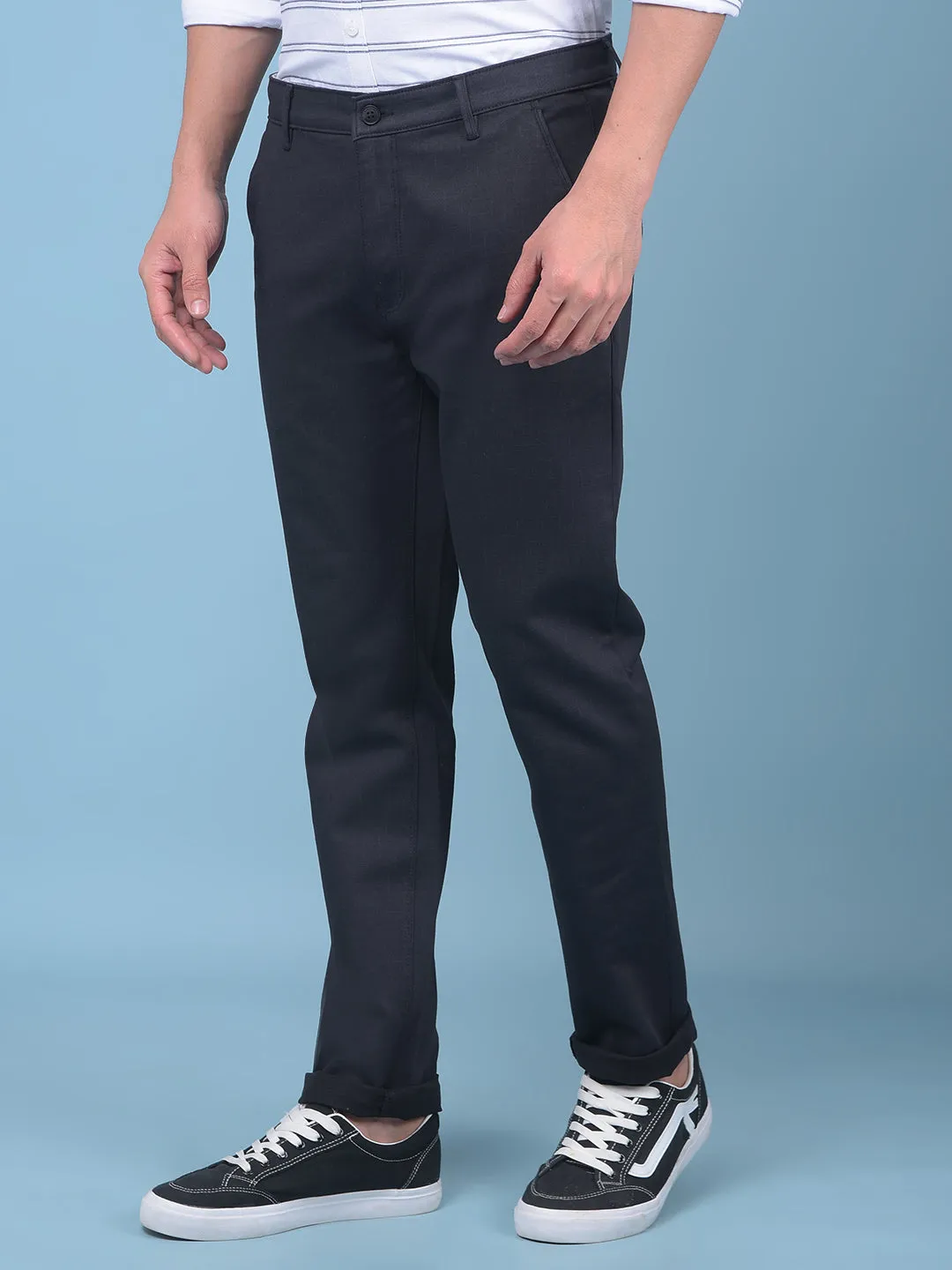 Black Stretchable Cotton Trousers