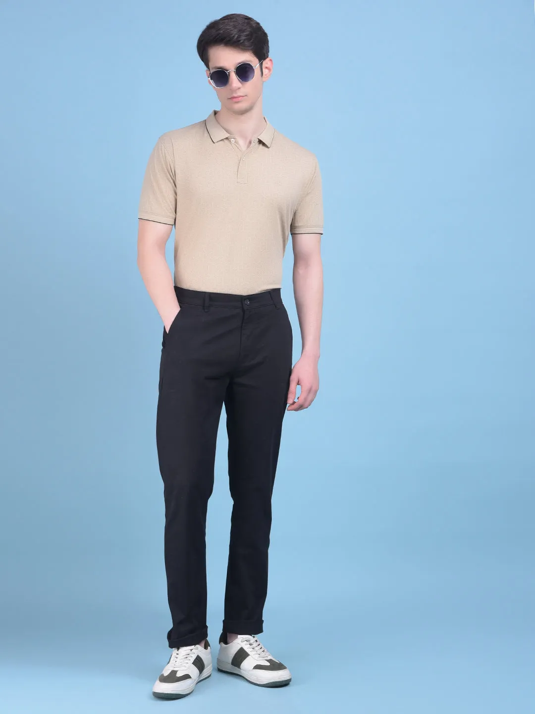 Black Stretchable Cotton Trousers