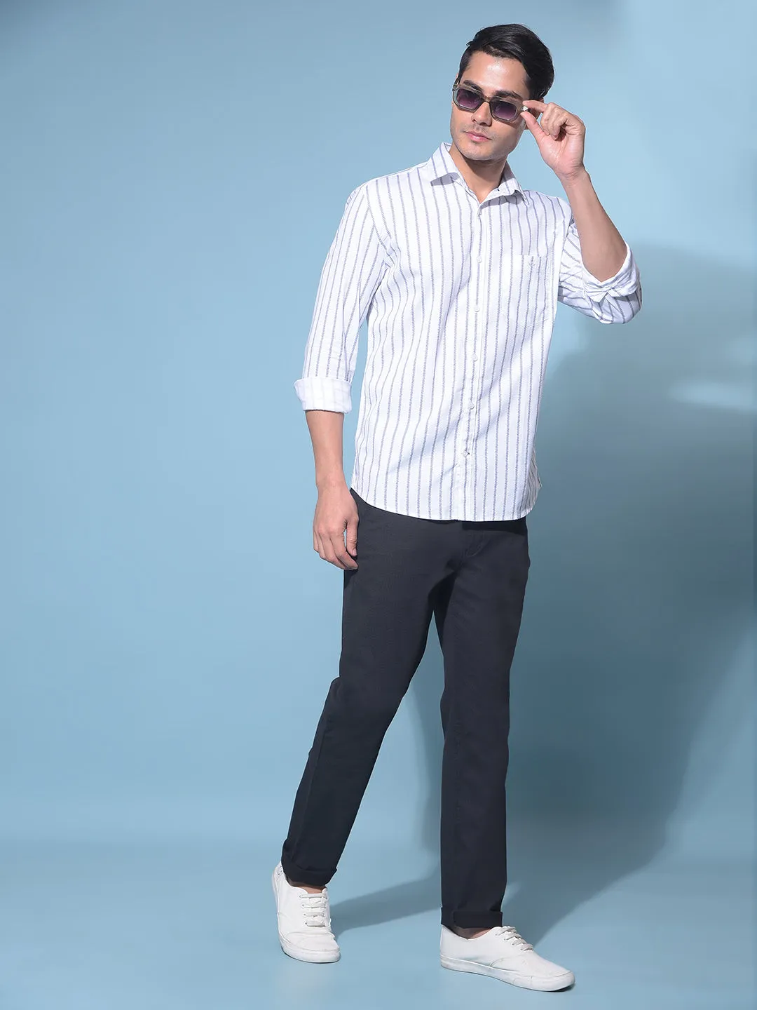 Black Stretchable Cotton Trousers