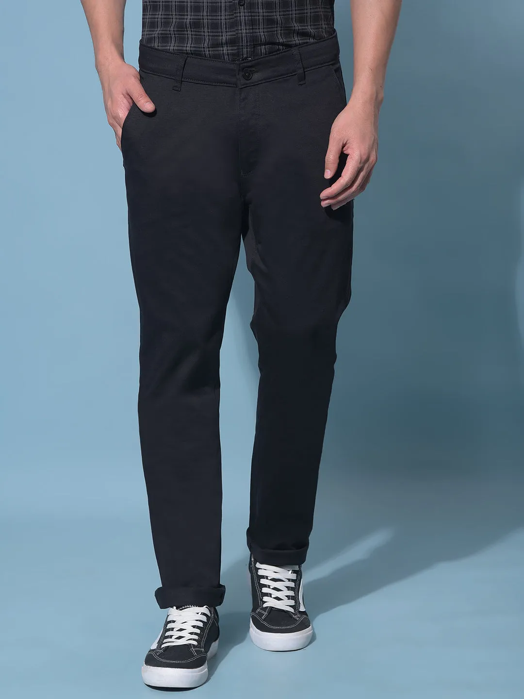 Black Stretchable Cotton Trousers