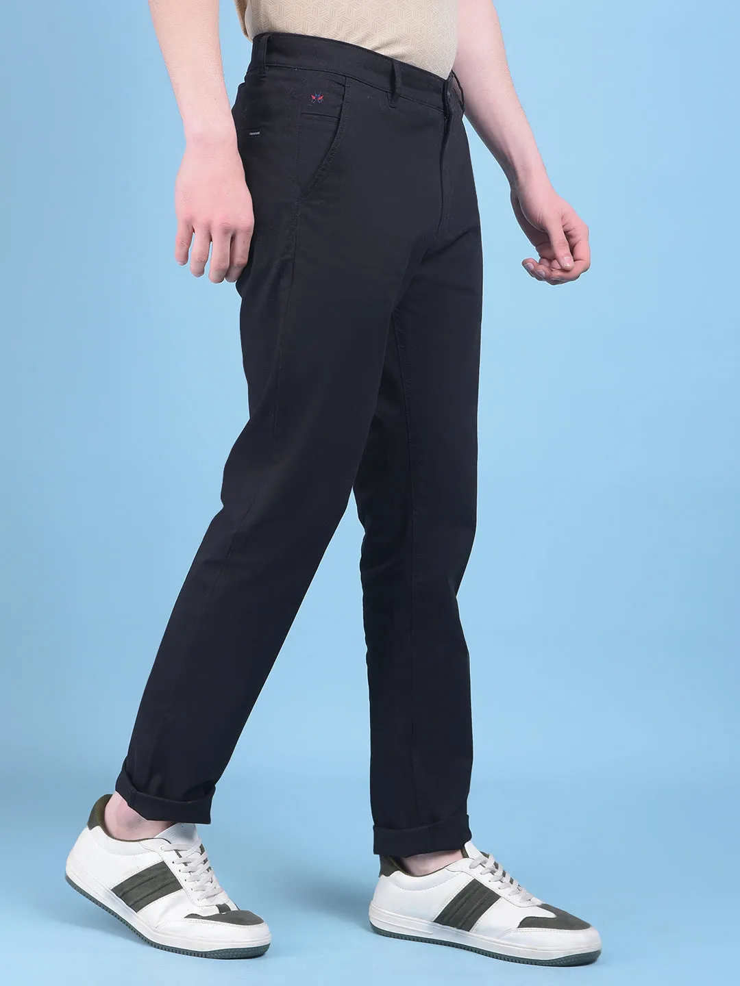 Black Stretchable Cotton Trousers
