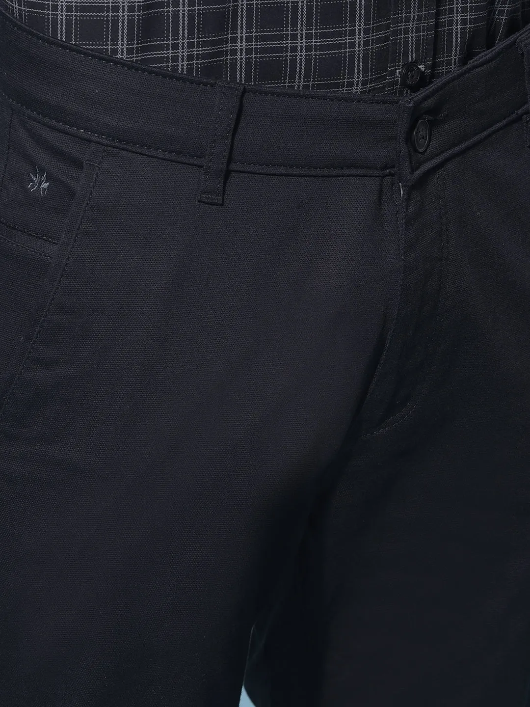 Black Stretchable Cotton Trousers