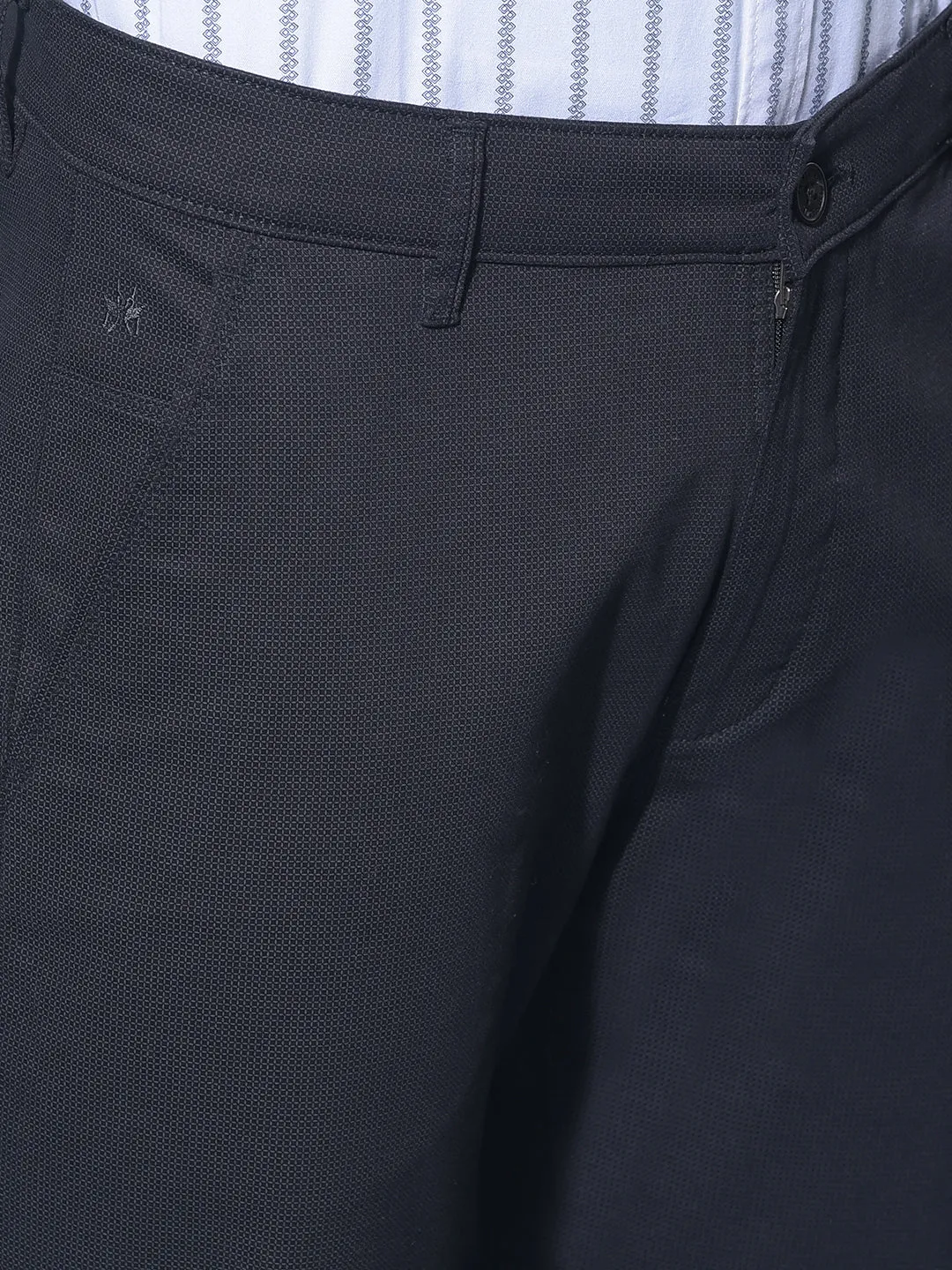 Black Stretchable Cotton Trousers