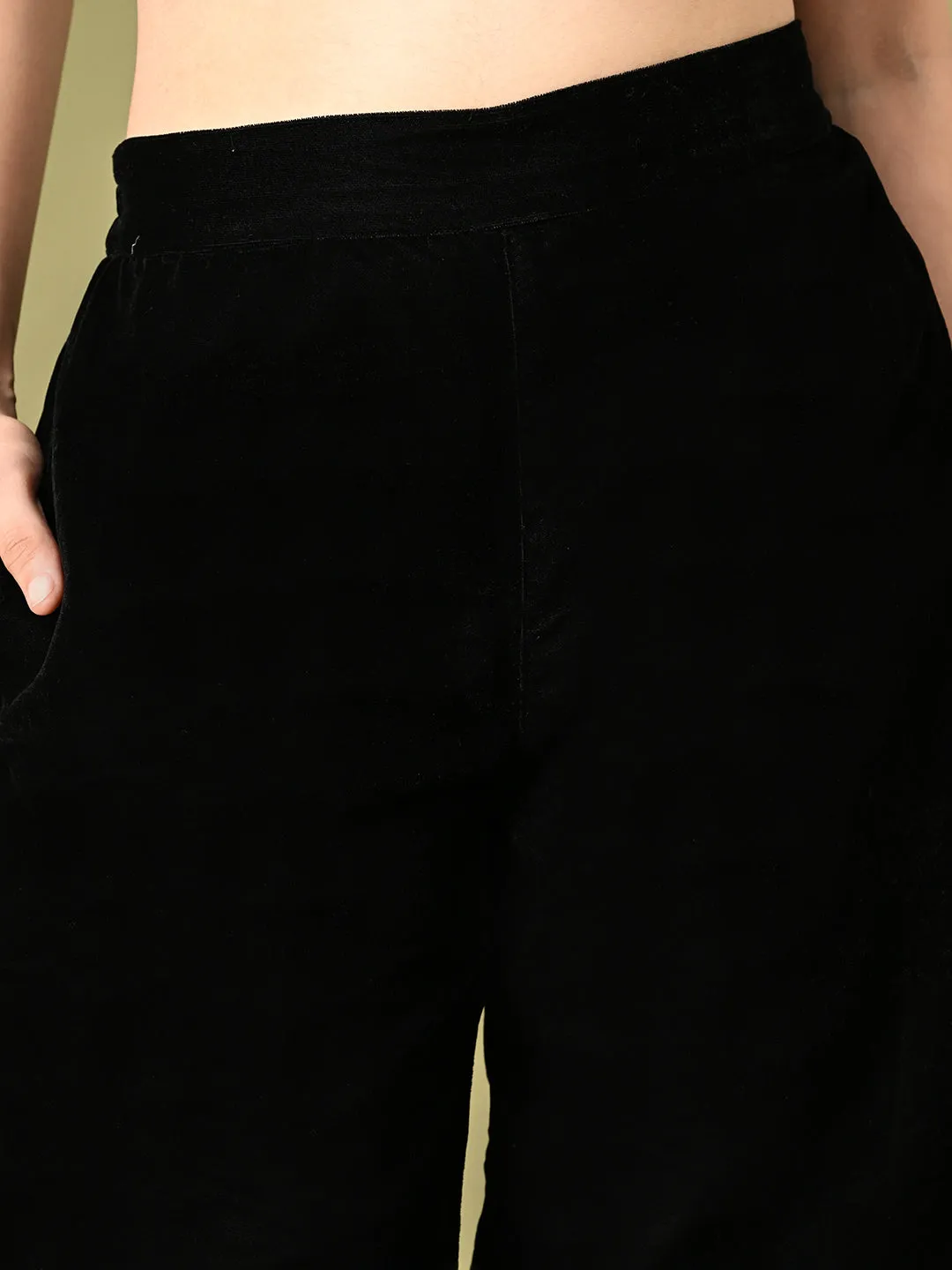 Black Stripe Straight Fit Trousers
