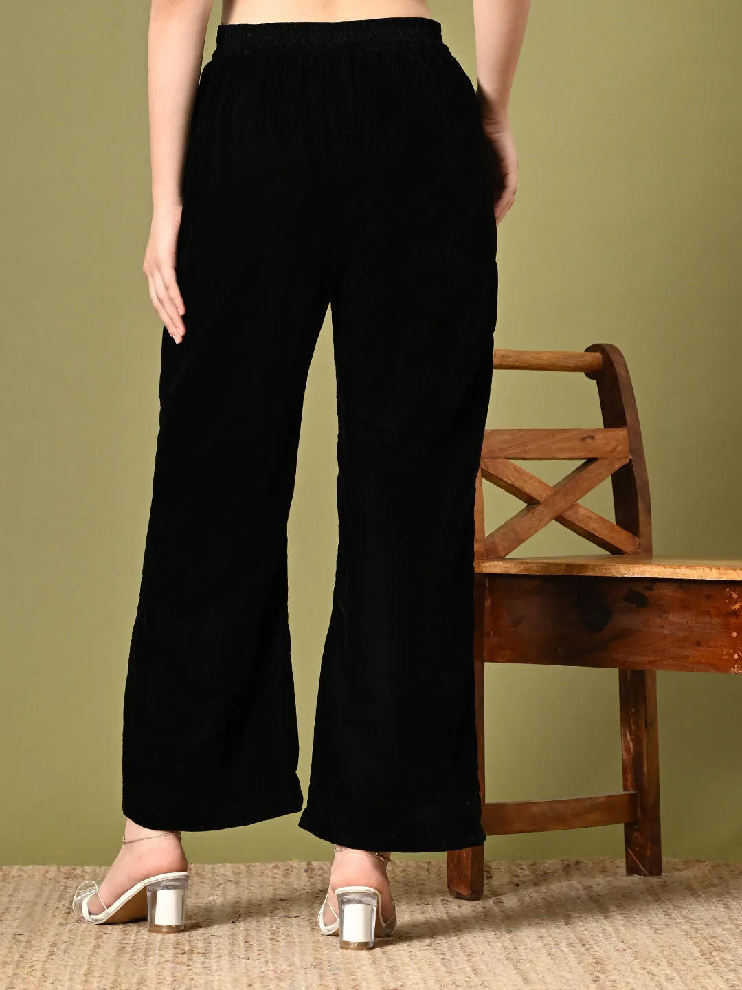 Black Stripe Straight Fit Trousers