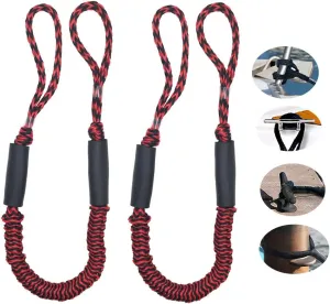 Bling Bling Mooring Rope Dock Lines Shock Cord Boat 3.5 Red & Black 2 Pack