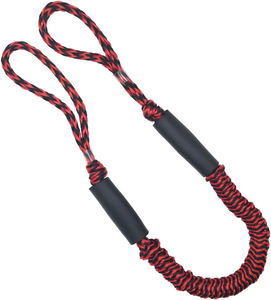 Bling Bling Mooring Rope Dock Lines Shock Cord Boat 3.5 Red & Black 2 Pack