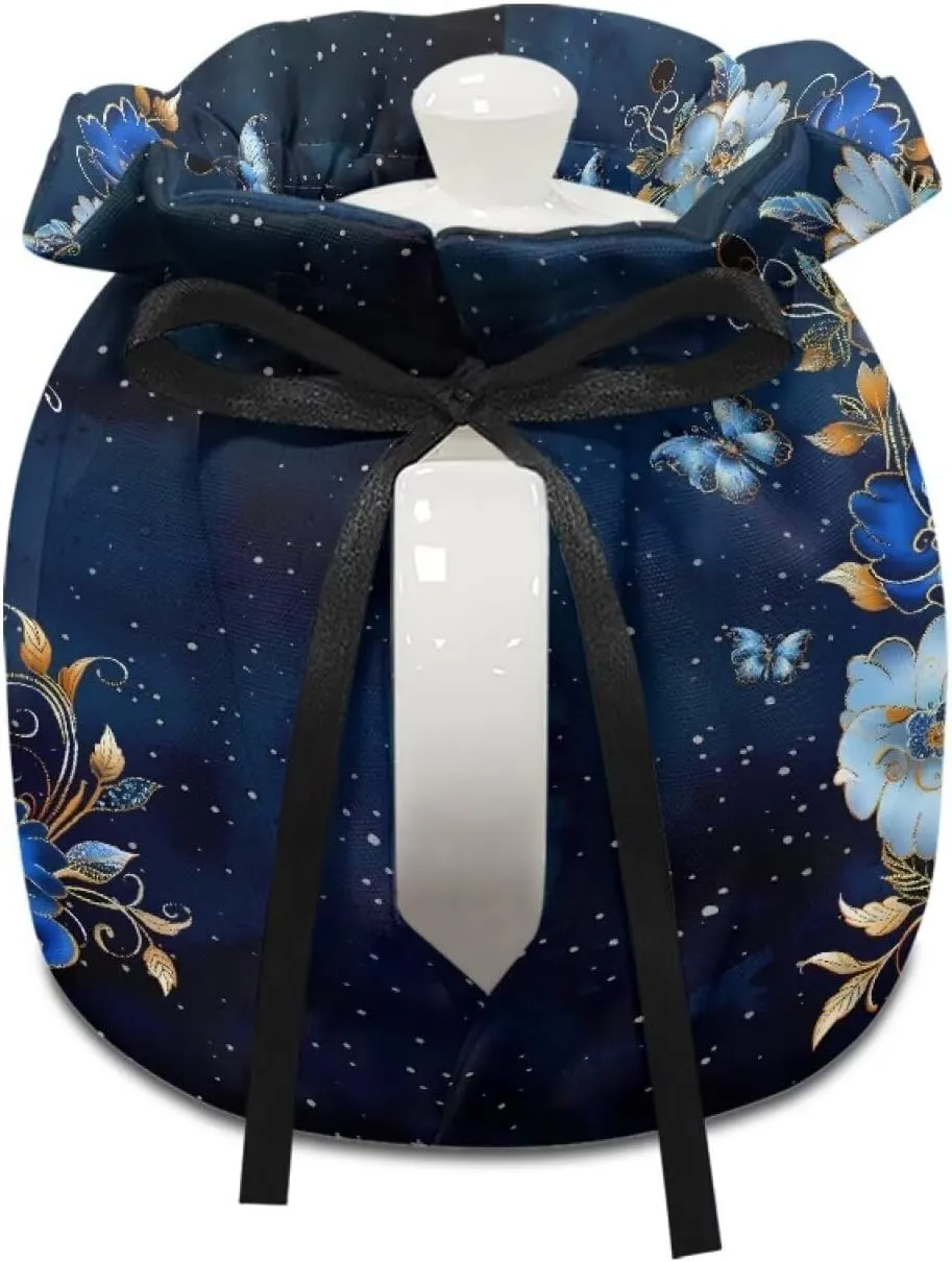 Blue Butterfly Tea Pot Tea Kettle Decorative Cover Soft Insulated Dustproof Bag Heat-Insulating Preventing Burns Dirt-Resistant Moving Teapot Protection Set Kitchen Accessories