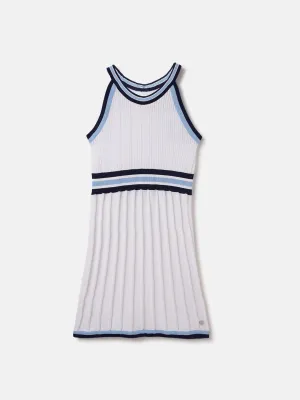 Blue Giraffe Kids White Solid Round Neck Dress