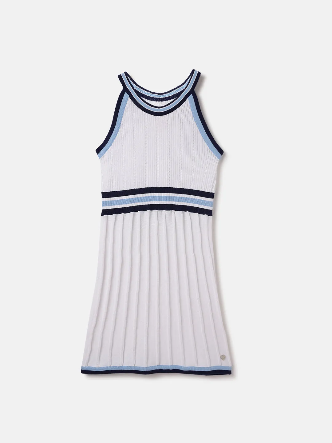 Blue Giraffe Kids White Solid Round Neck Dress