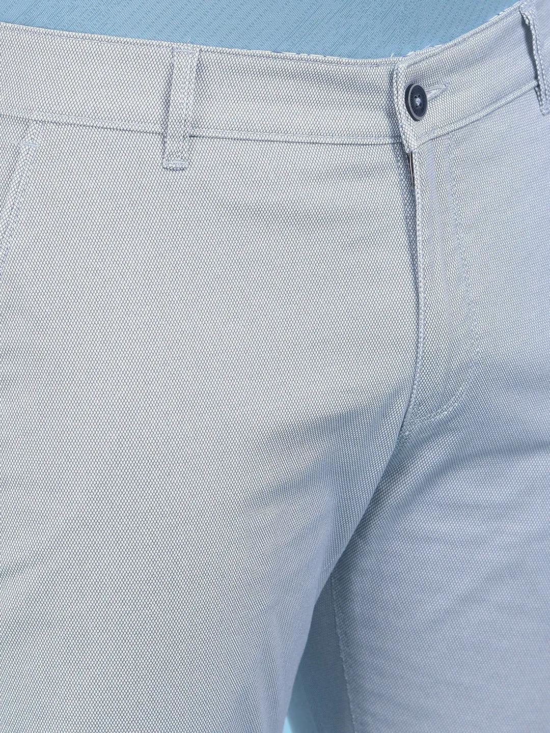 Blue Printed Stretchable Cotton Trousers