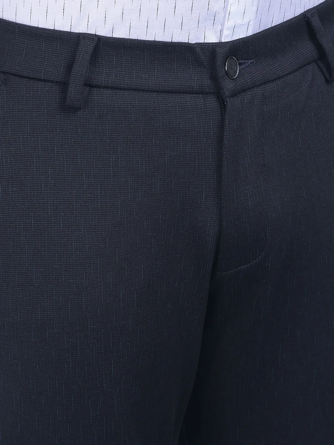 Blue Printed Stretchable Trousers