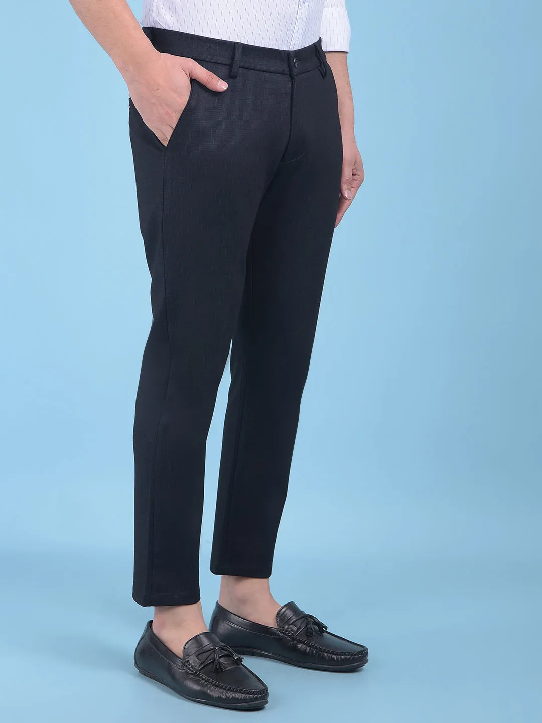 Blue Printed Stretchable Trousers