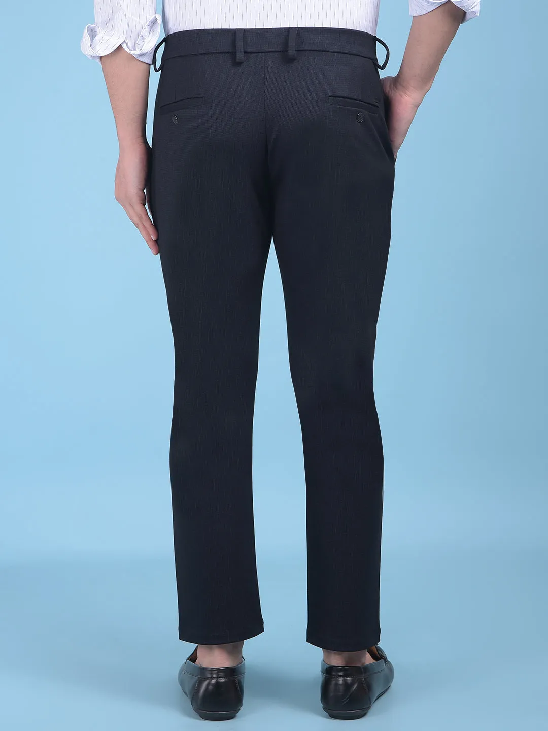 Blue Printed Stretchable Trousers