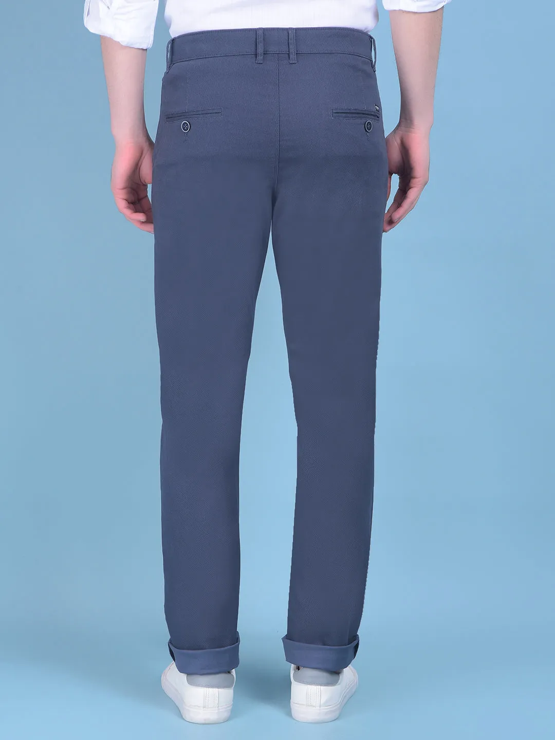 Blue Stretchable Cotton Trousers