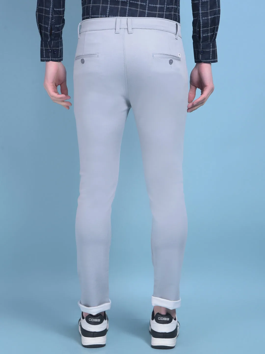 Blue Stretchable Cotton Trousers