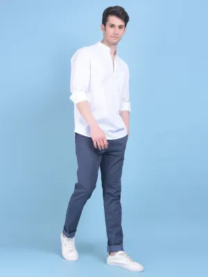 Blue Stretchable Cotton Trousers