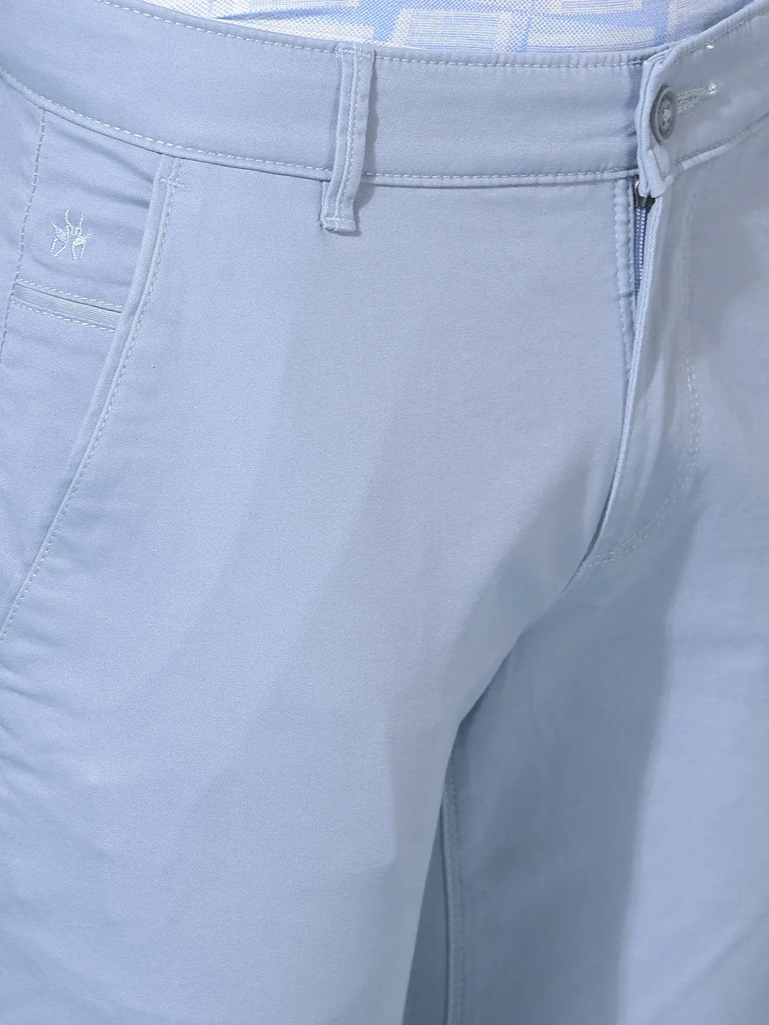Blue Stretchable Cotton Trousers