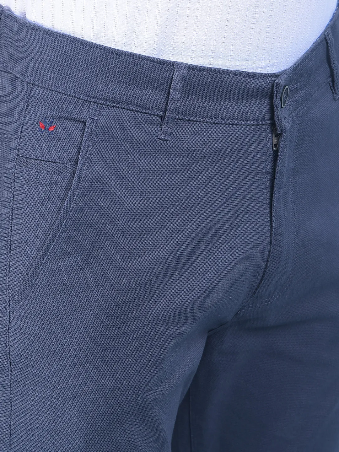 Blue Stretchable Cotton Trousers