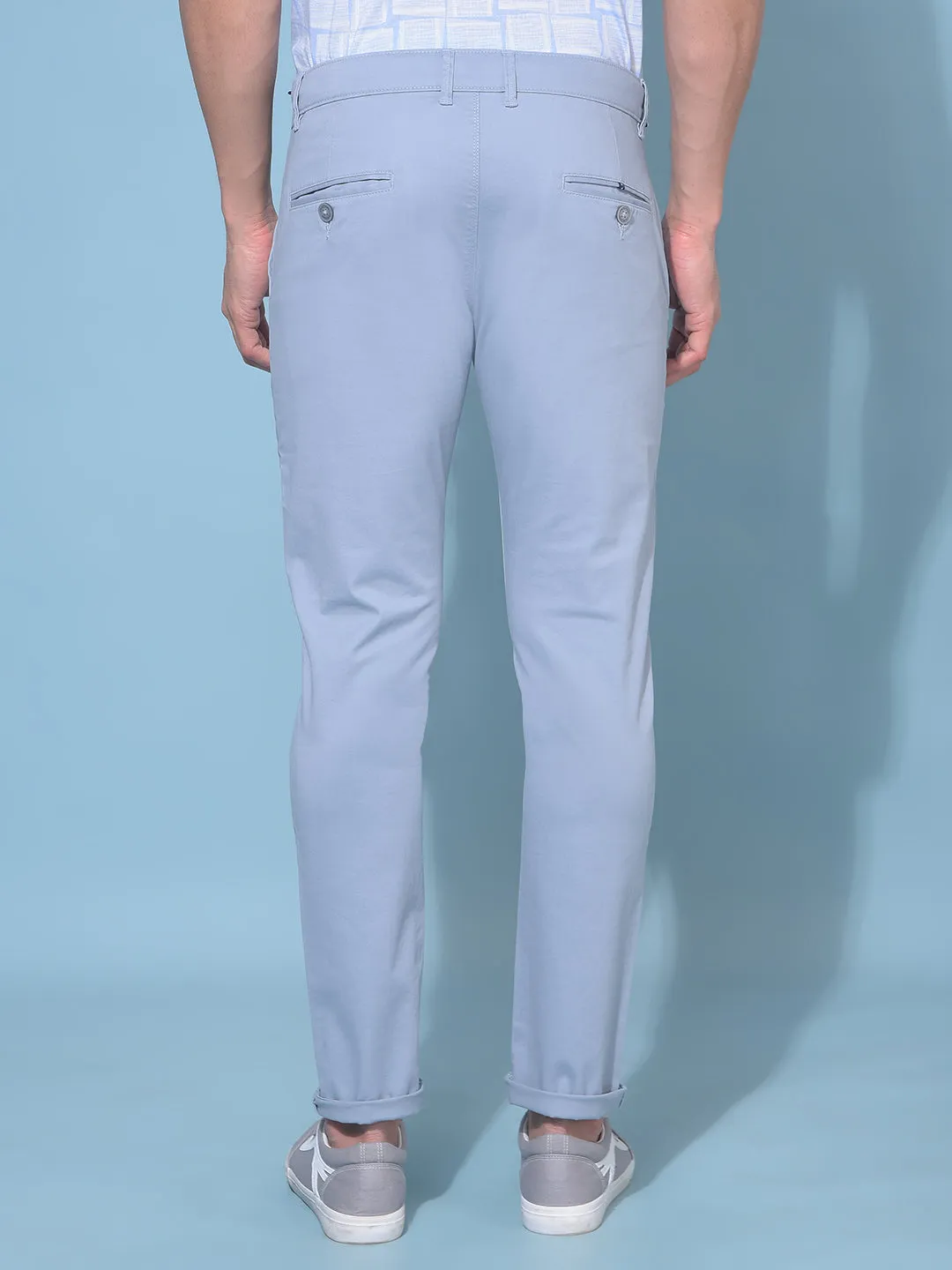 Blue Stretchable Cotton Trousers
